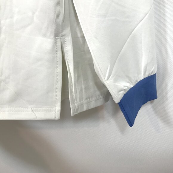 Oversize Lightweight Long Sleeve Crew Neck Blouse Top White Blue M - Picture 5 of 9